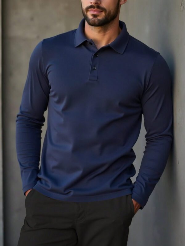 Manfinity Homme Chemise décontractée Polo à manches courtes pour hommes de couleur unie avec boutonnière pour le printemps-été, col de travail blanc unicolore à la mode – Image 5