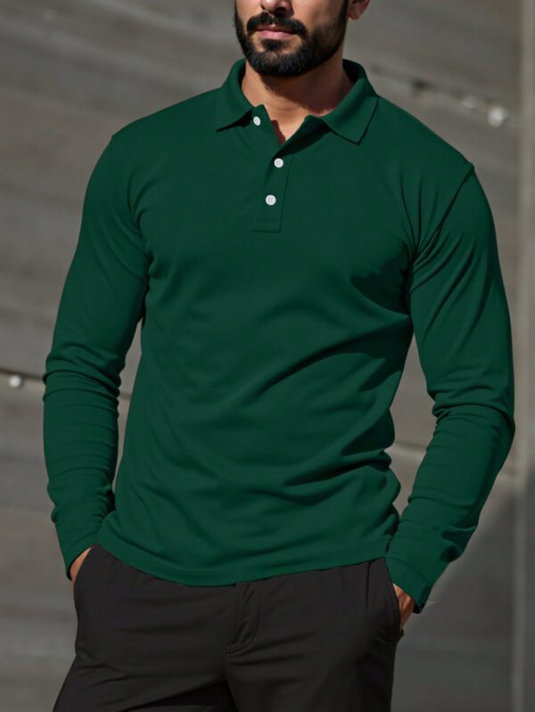 Manfinity Homme Chemise décontractée Polo à manches courtes pour hommes de couleur unie avec boutonnière pour le printemps-été, col de travail blanc unicolore à la mode – Image 6
