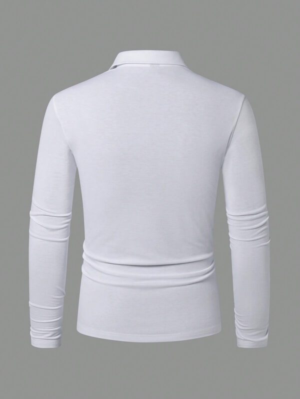 Manfinity Homme Chemise décontractée Polo à manches courtes pour hommes de couleur unie avec boutonnière pour le printemps-été, col de travail blanc unicolore à la mode – Image 9