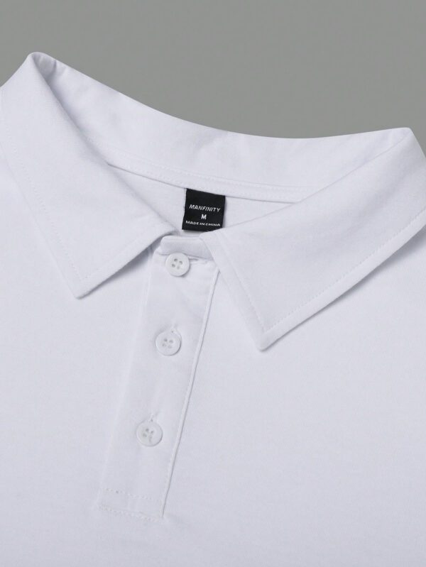 Manfinity Homme Chemise décontractée Polo à manches courtes pour hommes de couleur unie avec boutonnière pour le printemps-été, col de travail blanc unicolore à la mode – Image 11
