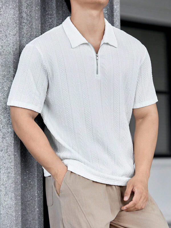 Manfinity Homme Chemise Polo En Tricot Décontracté À Manches Courtes Unie Pour Homme – Image 2