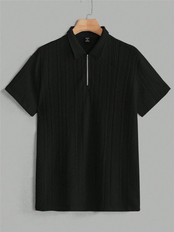 Manfinity Homme Chemise Polo En Tricot Décontracté À Manches Courtes Unie Pour Homme – Image 3