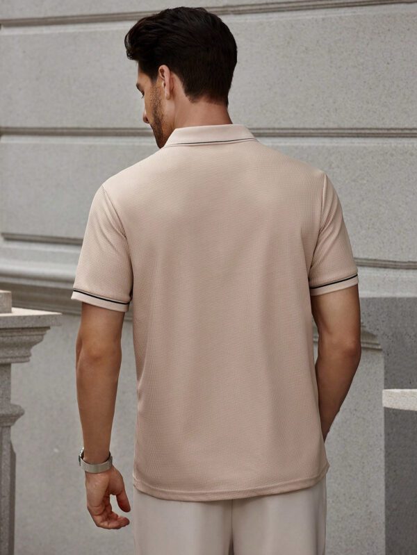 Manfinity Bizformal Chemise polo d'été décontractée pour hommes avec col, boutonnage à demi-patte et garniture contrastée, pour le travail et les loisirs – Image 3