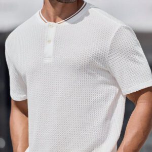 Manfinity Modomio Chemise polo à manches courtes col rond coupe slim pour homme, convient pour l'été