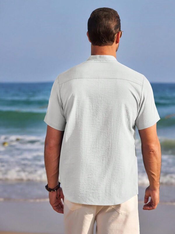 Manfinity Dauomo Chemise polo à manches courtes unie pour homme avec boutonnière simple, décontracté pour l'été – Image 3