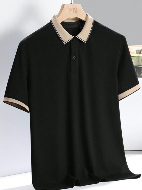 Polo Pour Homme De Couleur Unie Avec Demi-patte De Boutonnage – Image 3
