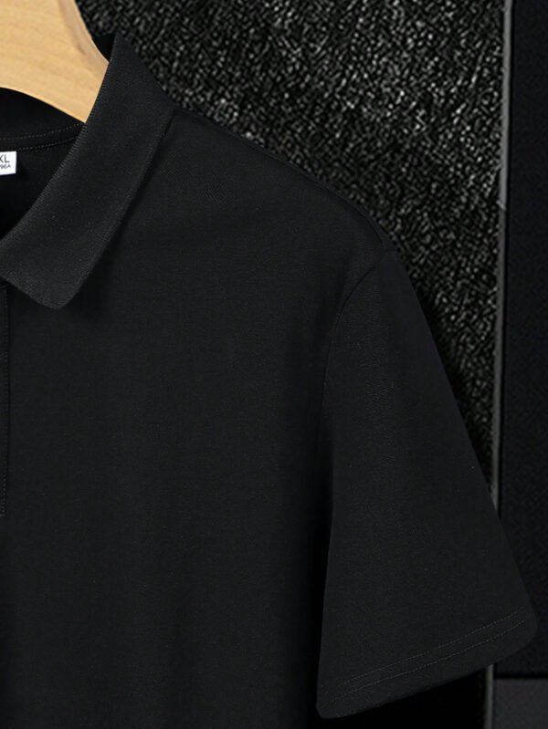 Polo Pour Homme De Couleur Unie Avec Demi-patte De Boutonnage – Image 6