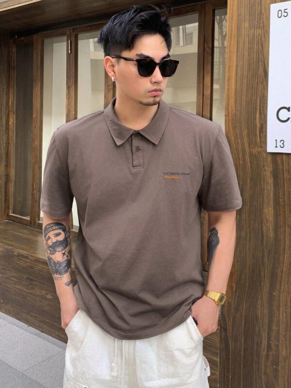 DAZY Chemise Polo estivale décontractée pour homme avec impression de lettre