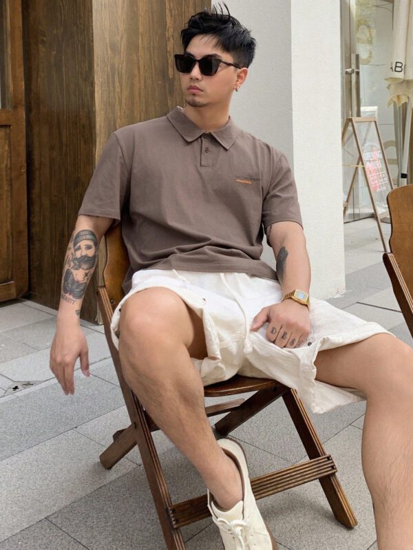 DAZY Chemise Polo estivale décontractée pour homme avec impression de lettre – Image 6