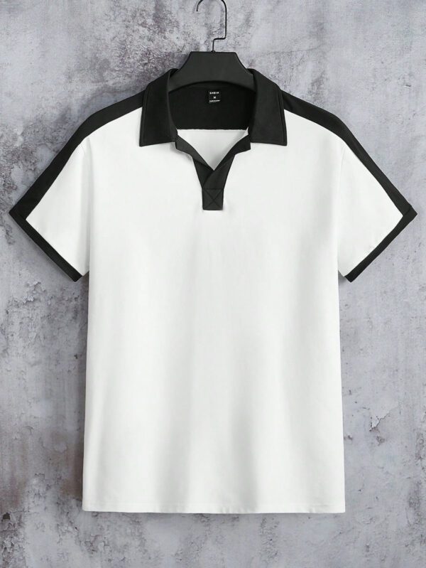 Manfinity Hypemode Chemise Polo Décontractée À Manches Courtes Et Blocs De Couleur Pour Hommes – Image 2