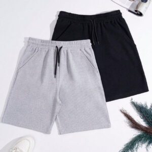 Shorts basiques pour hommes en tissu gaufré, lot de 2