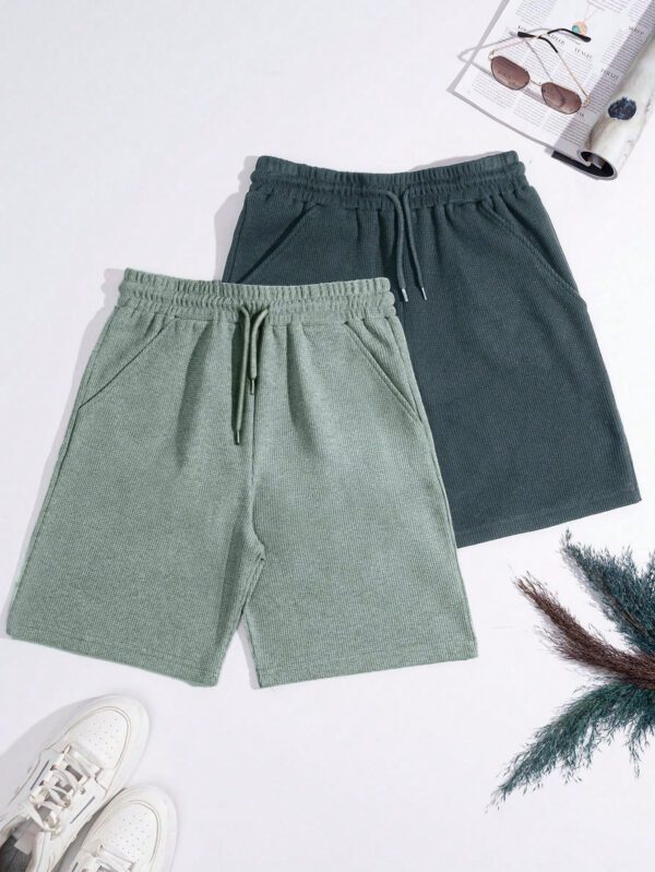 Shorts basiques pour hommes en tissu gaufré, lot de 2 – Image 3