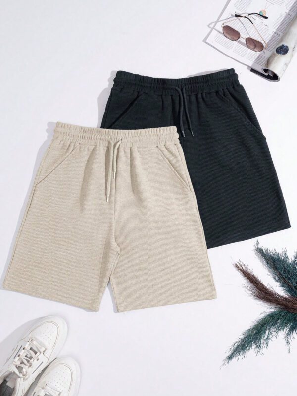 Shorts basiques pour hommes en tissu gaufré, lot de 2 – Image 5