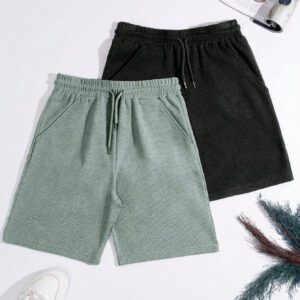 Shorts basiques pour hommes en tissu gaufré, lot de 2