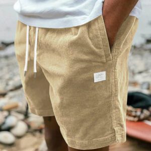 Shorts décontractés en velours côtelé pour hommes, pantalon polyvalent à cinq points