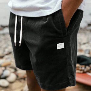 Shorts décontractés en velours côtelé pour hommes, pantalon polyvalent à cinq points