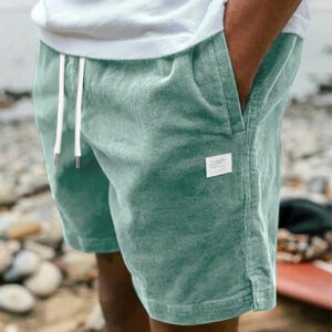 Shorts décontractés en velours côtelé pour hommes, pantalon polyvalent à cinq points