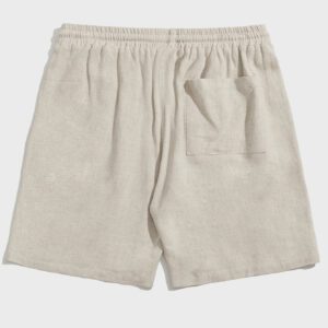 Manfinity Modomio Shorts décontractés à taille à cordon pour homme, en lin, de couleur unie kaki frais, style tropical Boho