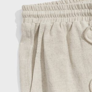 Manfinity Modomio Shorts décontractés à taille à cordon pour homme, en lin, de couleur unie kaki frais, style tropical Boho