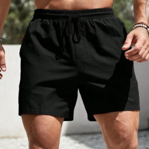 Manfinity KASUA Shorts pour hommes avec cordon de serrage à la taille, couleur unie kaki, basique pour les sorties