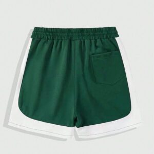 ROMWE Prep Shorts à taille coulissante avec imprimé lettre blocs de couleurs pour hommes, convient pour l'été, l'école