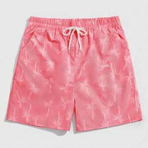 ROMWE Street Life Shorts Décontractés Pour Homme Avec Taille À Cordon De Serrage Imprimé De Palmiers Et Poches Inclinées