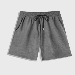 Manfinity Basics Shorts de sport unicolore pour hommes avec cordon de serrage à la taille, noir unicolore et simple