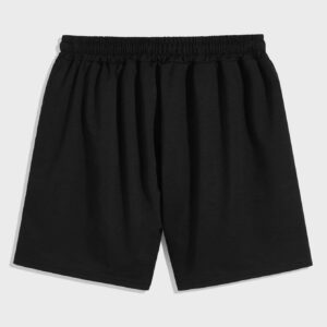 Manfinity Basics Shorts de sport unicolore pour hommes avec cordon de serrage à la taille, noir unicolore et simple