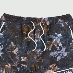 ROMWE Street Life Shorts tissées à taille avec cordon de serrage imprimé slogan floral pour hommes