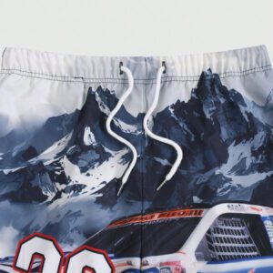 ROMWE Street Life Short en tissu avec cordon de serrage à la taille, imprimé lettres et voiture de course, pour homme, scolaire