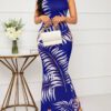 SHEIN Lady Robe maxi de vacances imprimée de plantes et sirène – Image 3