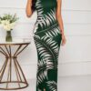 SHEIN Lady Robe maxi de vacances imprimée de plantes et sirène – Image 10