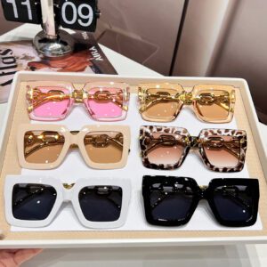 6 pièces Lunettes de soleil carrées rétro tendance Y2K mignonnes pour hommes et femmes, accessoires de plage d'été pour femmes