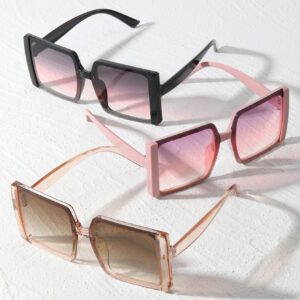 1 pièce Lunettes de mode mode à monture carrée surdimensionnée rose dégradé