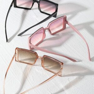 1 pièce Lunettes de mode mode à monture carrée surdimensionnée rose dégradé