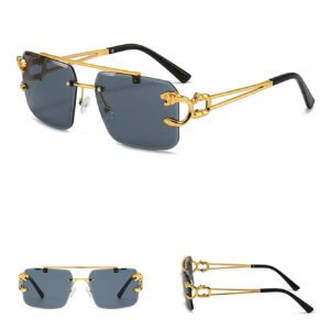 1 paire de lunettes à monture sans barre supérieure avec décoration animale, style boho, mode pour la vie quotidienne. Lunettes élégantes, accessoires de plage pour femmes. Accessoires de base tendance pour les tenues femmes automne-hiver, décontracté d'affaires, cadeaux