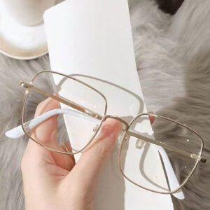 1 pièce Monture métallique pleine, lunettes de mode femme avec poudre brillante, décorer la vie quotidienne, accessoires de lunettes anti-lumière bleue pour femmes