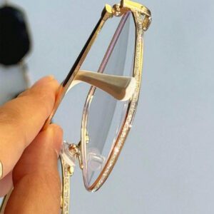 1 pièce Monture métallique pleine, lunettes de mode femme avec poudre brillante, décorer la vie quotidienne, accessoires de lunettes anti-lumière bleue pour femmes