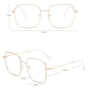 1 pièce Monture métallique pleine, lunettes de mode femme avec poudre brillante, décorer la vie quotidienne, accessoires de lunettes anti-lumière bleue pour femmes