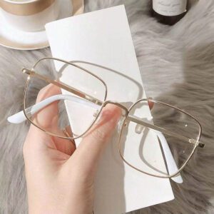 1 pièce Monture métallique pleine, lunettes de mode femme avec poudre brillante, décorer la vie quotidienne, accessoires de lunettes anti-lumière bleue pour femmes