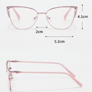 Lunettes de vue anti-lumière bleue avec décoration de strass style rétro œil de chat, parfaites pour la lecture, les jeux, la télévision et les téléphones. Accessoires de lunettes claires. Accessoires de lunettes anti-lumière bleue pour femmes