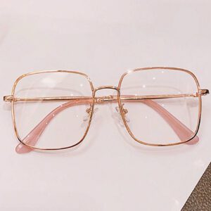 1 pièce Monture de lunettes mode en métal couleur or rose avec verres anti-lumière bleue. Accessoires de lunettes claires. Accessoires de lunettes anti-lumière bleue pour femmes