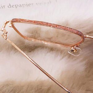 1 pièce Monture de lunettes mode en métal couleur or rose avec verres anti-lumière bleue. Accessoires de lunettes claires. Accessoires de lunettes anti-lumière bleue pour femmes