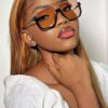 1 pièce Lunettes mode à monture carrée mi-cadre. Accessoires polyvalents, vintage pour les sorties, les vacances à la plage. Tendance basique pour les tenues d'hiver et d'automne pour femmes, affaires décontractées, cadeaux