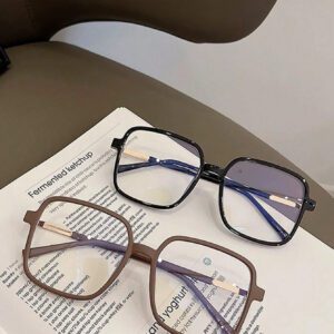 1 pièce Lunettes carrées anti-lumière bleue à demi-métal pour femmes, accessoires de lunettes claires, accessoires de lunettes anti-lumière bleue pour femmes