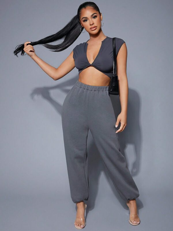 SHEIN SXY Robe d'été longue pour concert avec t-shirt plongeant à l'avant et twist, robe de bal Coquette, robe sexy pour la Saint-Valentin – Image 8