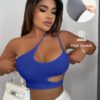 SHEIN SXY Top blanc pour femmes, robe blanche pour femmes, Top blanc, tenue blanche, top court, Top asymétrique, débardeur – Image 2