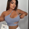 SHEIN SXY Top blanc pour femmes, robe blanche pour femmes, Top blanc, tenue blanche, top court, Top asymétrique, débardeur – Image 6