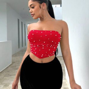 SHEIN SXY Haut Tube À Embellissement De Perles Pour Femmes