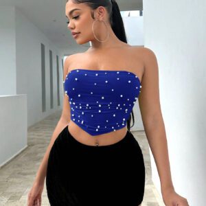 SHEIN SXY Haut Tube À Embellissement De Perles Pour Femmes